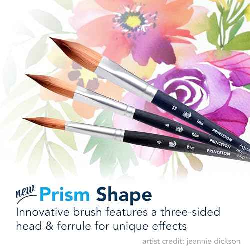 Princeton Aqua Elite Prism Brush, Synthetic Bristles, Short Handle Watercolor Paintbrush, Matte Black, Size 12, 1 Count