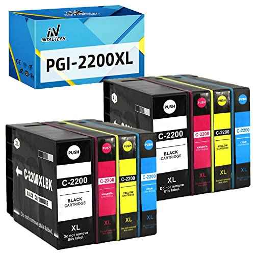 PGI-2200XL Ink Cartridges Compatible with Canon PGI 2200 XL Pigment Ink Work for Canon Maxify MB5420 MB5120 MB5320 MB5020 iB4120 iB4020 Printers (Black/Cyan/Magenta/Yellow, 8-Pack)