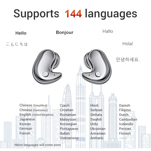 Language Translation Earbuds - Translation Earbuds, 144 Languages & Accents Two Way Translator Pods Real Time for Traveling Business, Enhance Your Global Communication Experience