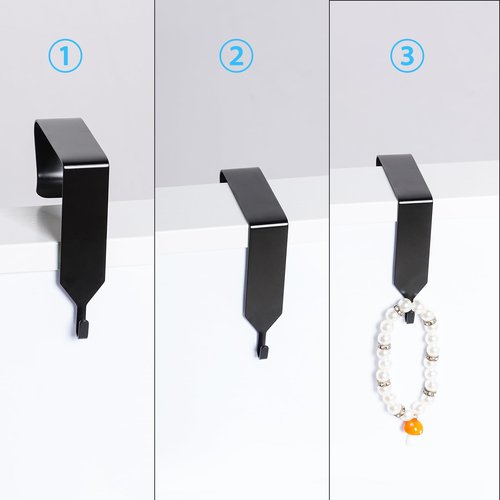SUMERSHA 4-Piece Over The Door Hooks - Metal Cubicle Wall Hooks, Office Cubicle Hangers, Whiteboard Hanger, Black