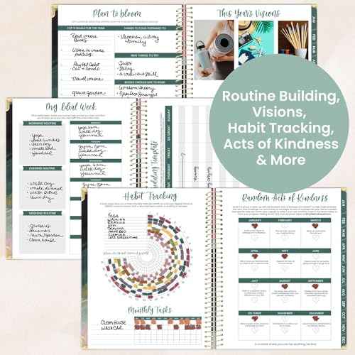 bloom daily planners HARDCOVER 2026 Planner (January to December) - 8.5¡± x 11¡± Weekly & Monthly Dated Agenda Organizer Book with Stickers & Tabs - Emerald Paint Strokes