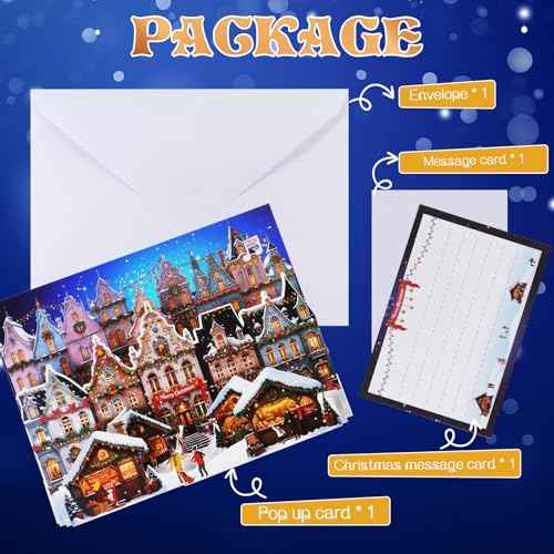Christmas Cards, Musical Pop Up Cards with Music and Light, Pop up Musical Greeting Card for Christmas Holiday New Year