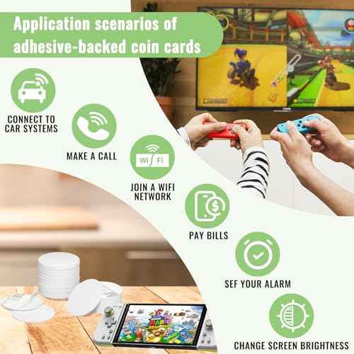 20 Pcs NFC Tags Sticker 25mm NFC Stickers Programmable NFC Coins NTAG215 NFC Chip Home Assistant NFC Tags with Adhesive Back, Compatible with TagMo and NFC Enabled Devices