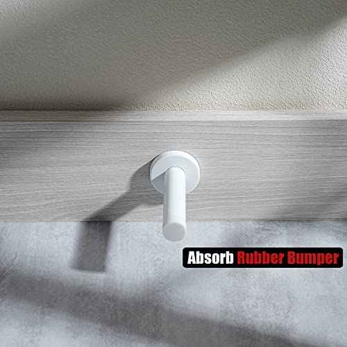 JQK Door Stopper White, 304 Stainless Steel Thicken 1mm Sound Dampening Door Stop Bumper Wall Protetor 8 Pack, DSB5-WH-P8
