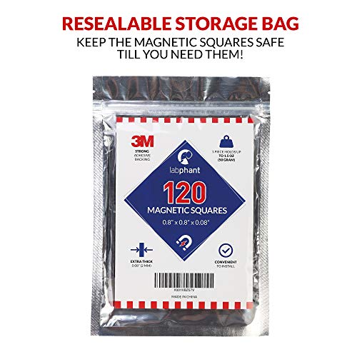 120 Magnetic Squares with 3M Adhesive Backing - 20x20x2mm DIY Magnets on Tape Sheets