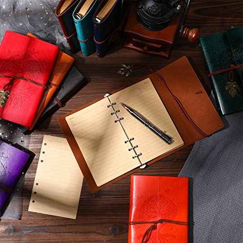 Teling 10 Pieces PU Leather Journal Tree Vintage Refillable Notebook Travel Journal Rustic Bound Diary Daily Writing Notepad with Lined Pages Gifts for Men Women(A6, 5'' x 7'')