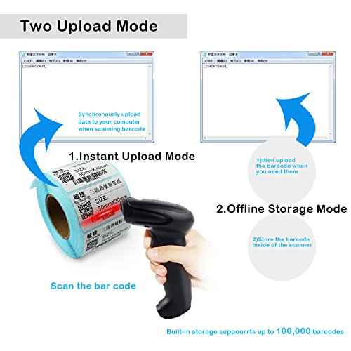 Wireless USB Barcode Scanner,Symcode Handheld Automatic CCD Barcode Scanner Reader 2.4GHz Wireless & USB2.0 Wired, Support Mac OS X, Android, Windows 10 and iOS 9
