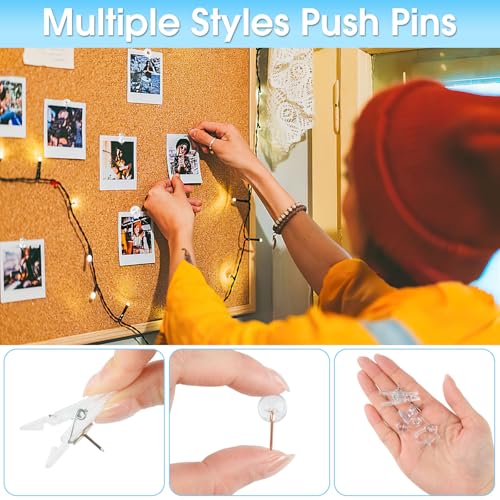Okxiri 290 Pcs Push Pins Assorted 6-Style Thumb Tacks Set with Clear Variation