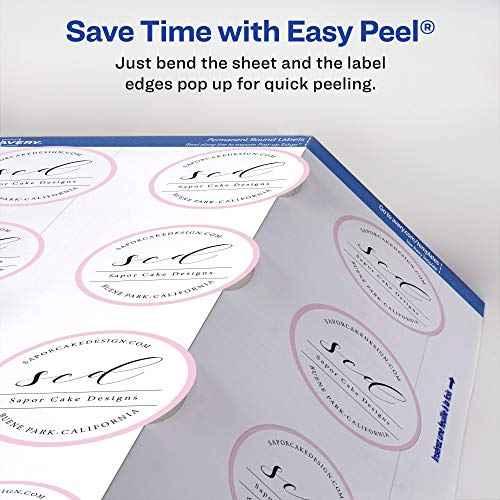 Avery Printable Round Labels with Sure Feed Technology, Glossy White Labels, 2" Diameter, Permanent Adhesive, Laser/Inkjet, 120 Per Pack for 240 Glossy Total (2-Pack of 22807)
