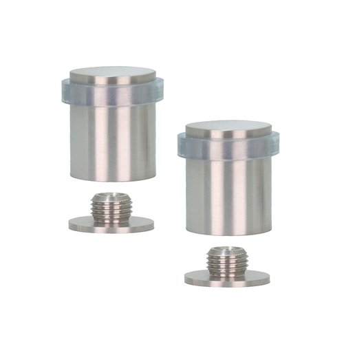 EVI Herrajes | Pack of 2 | Door Stop | Threaded Base | Natural Silicone Rubber | Stainless Steel | Includes Screw + Mounting Plug | Mod. I-181