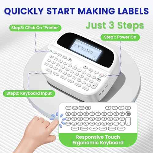 Label Maker Machine with Tapes, Label Makers with Battery, Rechargeable Label Maker with Waterproof-Labels, Portable Bluetooth Labeler Backlit Screen, Handheld Label Machine for Home Office, PTM950