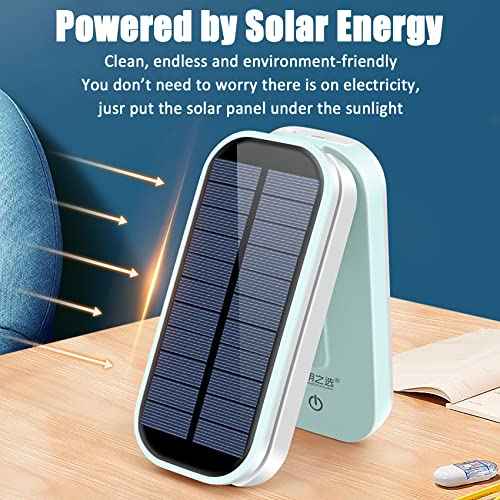 keeda Solar Foldable Desk Lamp, Portable Dimmable LED Reading Lamp with Solar & USB Charging Port for Student Bedside Night Light Cordless Table lamp for Office, Bedroom, Travel, Emergency (Blue)