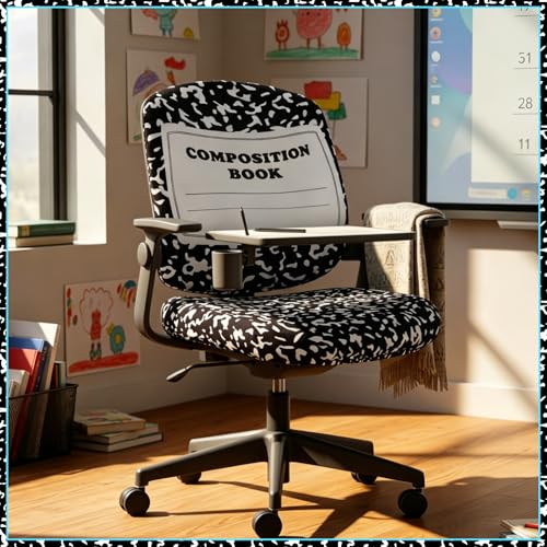 Chumia Composition Notebook Chair Slipcover - fits standard desks 15.35–19.69 in back, 14.96–17.72 in seat (variation: Composition)