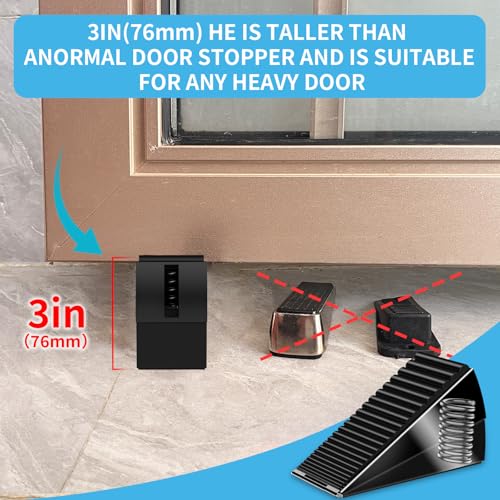 AIMAXINKE Heavy Duty Door Stop Wedge - Large Steel Bottom of Door Blocker, Black - 1 Pack
