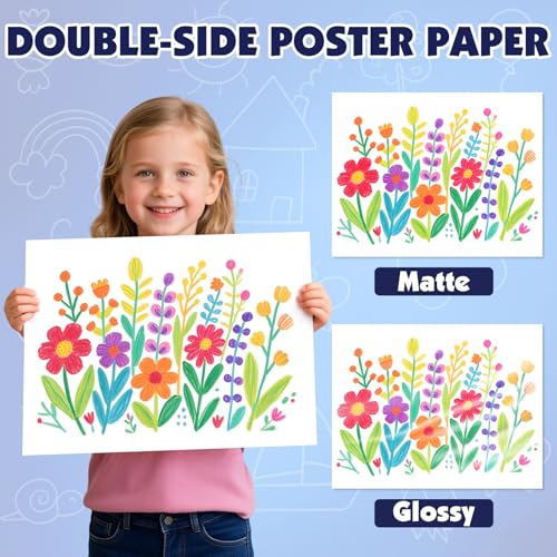 NUITPY 11x14 Inch Poster Board Bulk - 80 Sheets, 250GSM White Cardstock