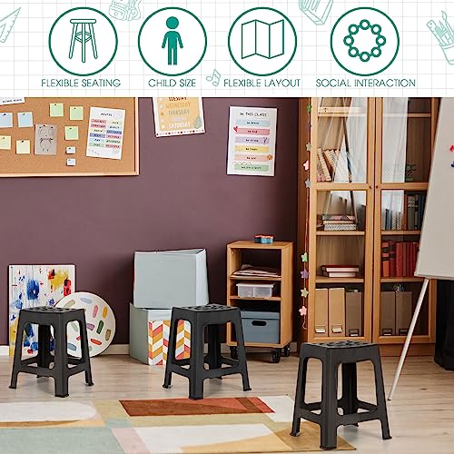 Leinuosen 6 Pack Kids Plastic Classroom Stools, 18 Inch Stackable School Chairs, Portable and Durable