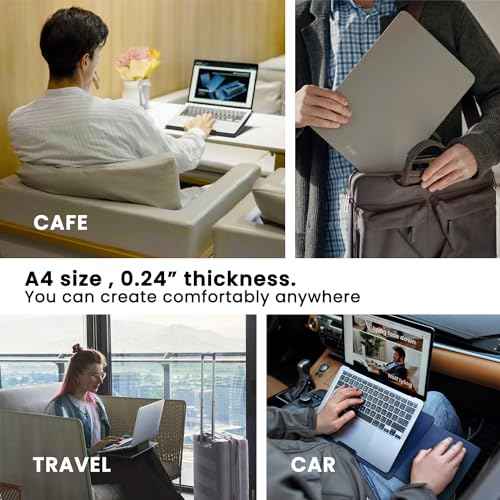 PUNCUBE Portable Lap Desk - Lap Desk with Retractable Mouse Pad, Adjustable Stand, Writing Board, Expandable Surface, and Heat Protection for Laptops and Tablets (Silver Grey)