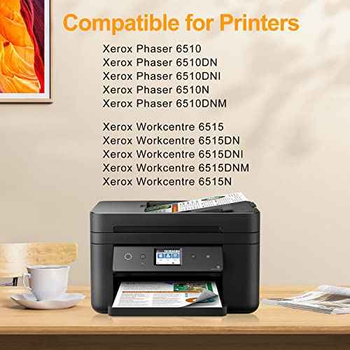 Workcentre 6515 Toner Phaser 6510 Toner Replacement for Xerox Workcentre 6515 Toner Phaser 6510 Toner Cartridge Compatible with Xerox Phaser 6510dni 6510n Workcenter 6515dni 6515dn (4 Pack)