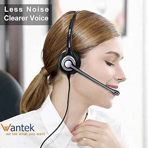 Wantek Cisco Phone Headset with Microphone Noise Cancelling, RJ9 Telephone Headsets Compatible with Cisco Office Phones 7940 7942 7945 7960 7962 7965 7811 7821 8811 8841 8845 8851 Plantronics M12 M22