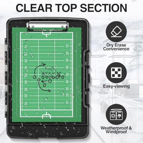 Sooez Black Heavy Duty Clipboard with Storage & Pen Holder, Dual-Layer Design