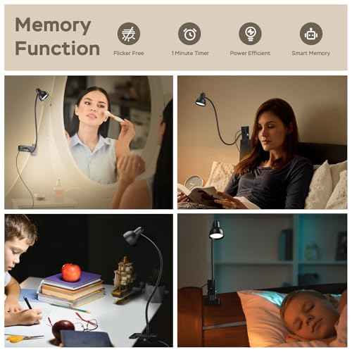Clip on Light Reading Light for Bed 3 Color Modes 10 Dimmable Brightness Eye Care Clamp Desk Lamp Flexible Gooseneck Book Light for Reading in Bed Desk Light for Bed Headboard Computer