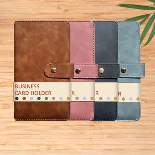 Leather Professional Business Card Holder Book Organizer, 240 Card Slots Capacity Booklet, Premium PU Name Cards Storage Folder with Soft Cover, Credit Card Binder Holder for Men/Women (Brown)