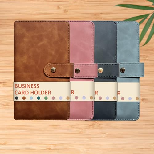 Brown Leather Business Card Holder Book Organizer with 240 Slots