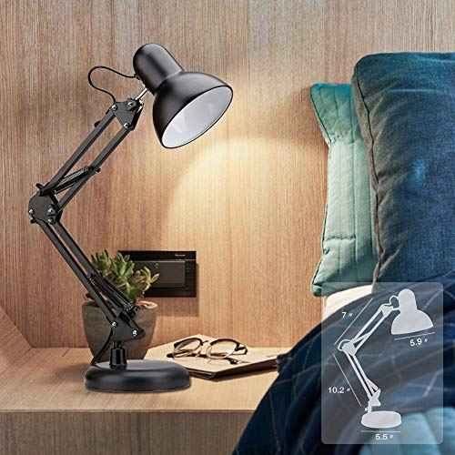 ShellKingdom Architect Task Lamp, Adjustable Swing Arm Desk Lamp with Clamp, Classic Desk Lamp for Home Office Reading (Black)
