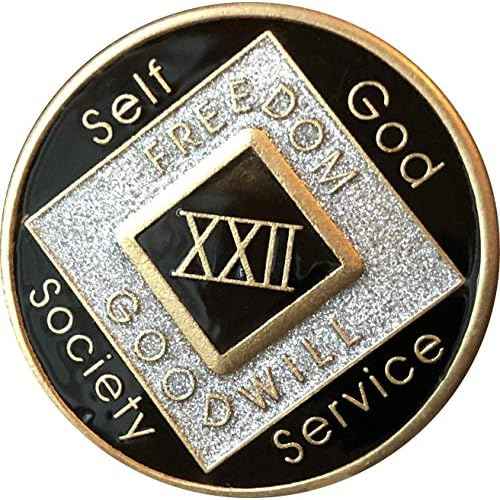 22 Year Black and Silver NA Medallion Official Narcotics Anonymous Chip
