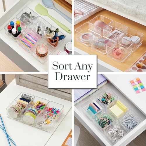 STORi SimpleSort 6-Piece Clear Stackable Drawer Organizer Set 3x3x2" for Makeup & Office