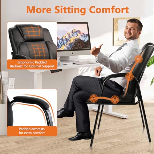 CLATINA Big & Tall 500 lb Leather Guest Chair, 2-Pack Reception Chairs with Cushioned Arm Rests
