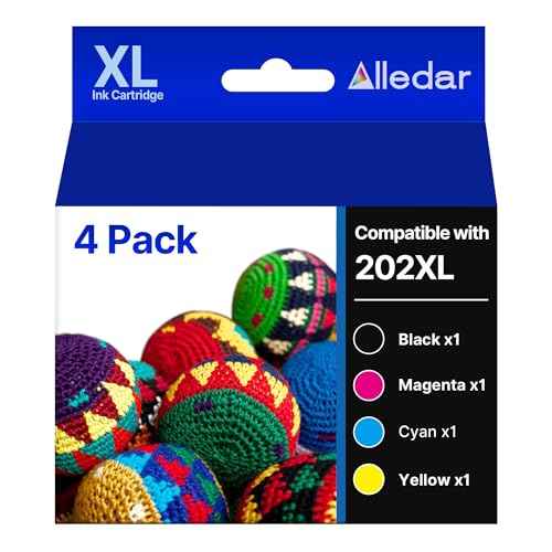 202XL Ink Cartridges Multipack Remanufactured Replacement for Epson 202XL 202 XL T202XL High Yield to Use with Workforce WF-2860 Expression XP-5100 Printer (Black Cyan Magenta Yellow, 4 Pack)