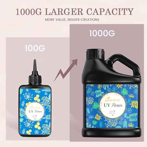 Bsrezn 1000g UV Resin Hard with Mica Powders of 6 Colors for Jewelry Making and Crafting (1000g x 1)