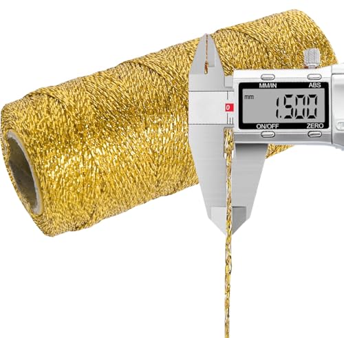 UBCGOTT Gold String Twine 328 ft 1.5 mm for Gift Wrapping & Crafts (Variant: Gold)