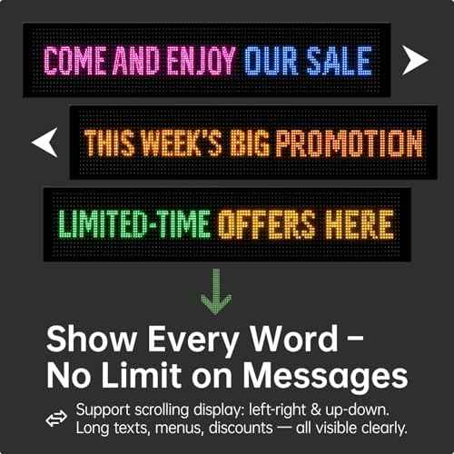 15"x4" Programmable LED Sign for Storefronts, Bluetooth APP Control, Stick-On, USB Powered, IP65 Waterproof Advertising Display