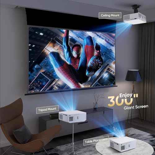 Projector with WiFi and Bluetooth, 16000Lumens Portable Mini Projector,4K Support Native Full HD 1080P Outdoor Movie Projector,Smart Projector Compatible with Android/iOS/Windows/TV Stick/HDMI/USB