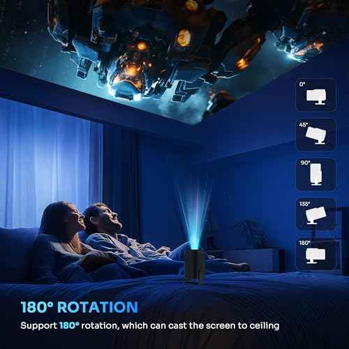 ¡¼180¡Æ-Rotation Adjustable Stand¡½HIPPUS Smart Mini Projector with WiFi and Bluetooth,1080P Portable 4k Outdoor Portable Projector,300ASIN LM,Support 2.4G/5G Wi-Fi6, BT5.2 With Android 11,Black.