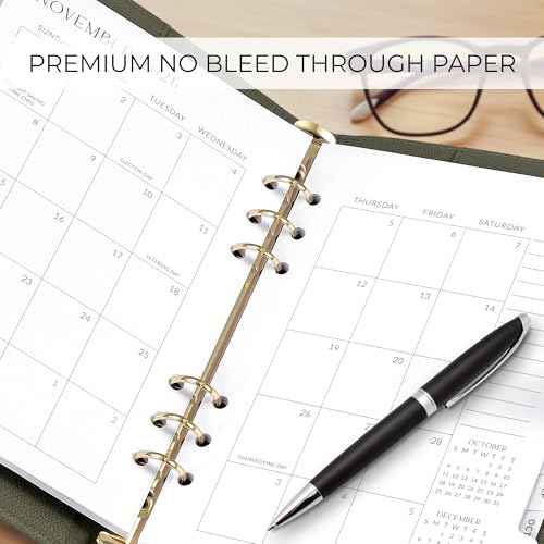Beautiful 2026-2027 Monthly Planner Inserts for 6 Ring Binders ? Durable A5 Paper Refill Set 5.7" x 8.3" - Refills Incl. Tabs & Yearly, Monthly Calendar Spreads - From December 2025 - December 2027