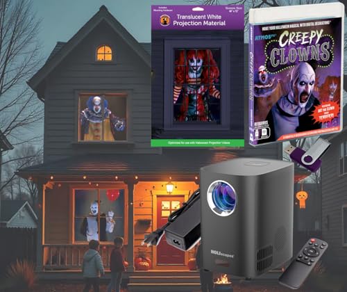 HoliScapes Creepy Clowns USB Projector Kit with 48x72 Screen and Digital Scenes