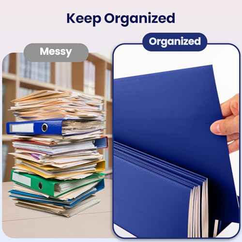 BIBRADAA¢ç 100 Packs Blue Folders,Paper Folder Surface with Waterproofing,Letter Size,Holds 100 Plus Sheets,for School,Office,Business. (100, Blue)