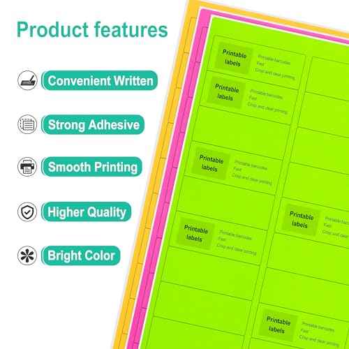 L LIKED 900 Assorted Fluorescent Neon Address Labels, 1" X 2-5/8" Bright Fluorescent Paper Labels for Shipping Envelopes & Small Packages - Green, Yellow, Pink - 30 Sheets