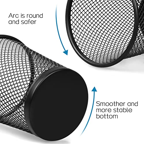 QYH Mesh Pencil Holder for Desk 6 Pack - Black Metal Cone Design
