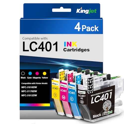 LC401 Ink Cartridges Replacement for Brother Printer Ink LC401 LC 401 Compatible with LC401 Ink Cartridges for Brother Printer MFC-J1010DW MFC-J1170DW MFC-J1012DW, 4PK£¨Black/Cyan/Magenta/Yellow