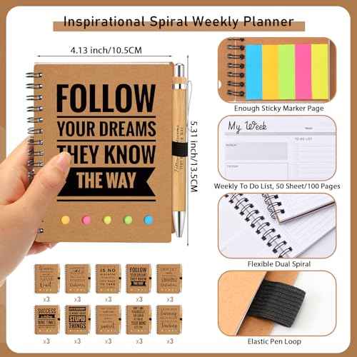 30 Sets Employee Appreciation Gifts Bulk Inspirational 2025 Weekly Planner Spiral Notebooks with Sticky Notepad Bamboo Ballpoint Pen Christmas Thank You Gift for Coworker Medical Assistant