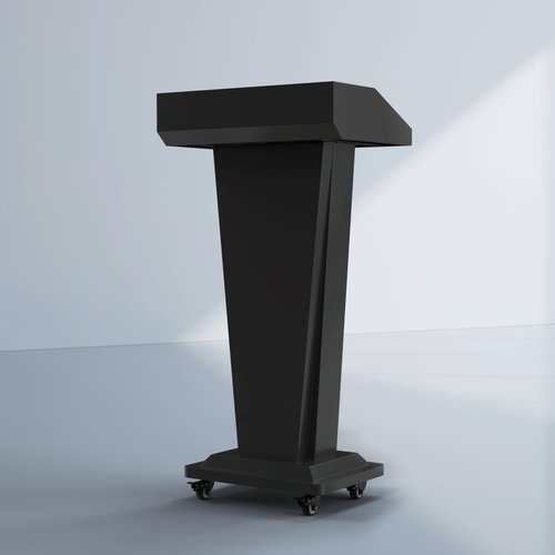BERPET Podium Stand with 4 Locking Wheels, Heavy-Duty Metal Lectern for Church, School, Office, and Conference, Large Lockable Storage Cabinet, 43.7" H, Black