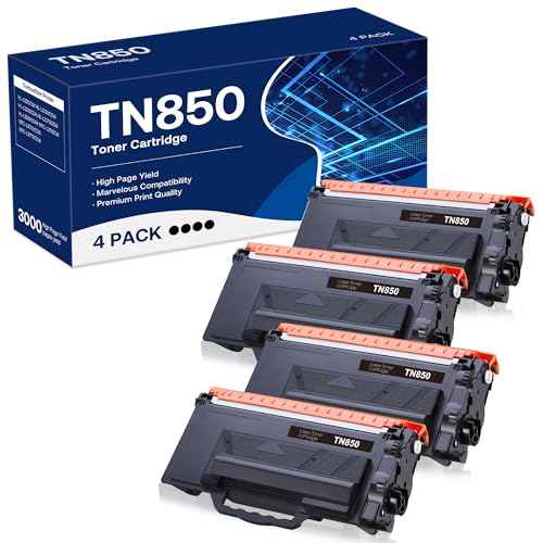 Compatible Toner Cartridge Replacement for Brother TN850 TN-850 TN820 TN-820 Work with HL-L6200DW HL-L5200DW MFC-L5850DW MFC-L6800DW DCP-L5600DN Printer (Black,4-Pack)