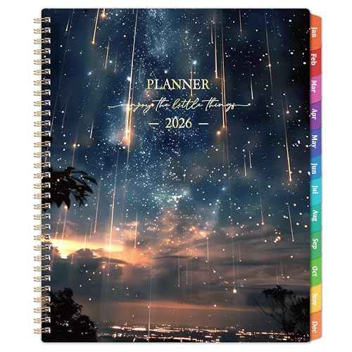 2026 Planner - Planner 2026, 2026 Planner weekly and monthly, January 2026 - December 2026, 8.5" x 11", 2026 Calendar Planner with Colourful Tabs, Inner Pocket, Premium Paper, Twin-wire Binding - Galaxy