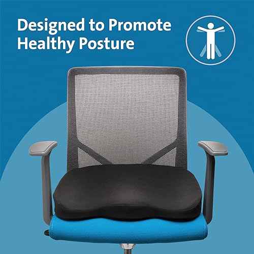 Kensington Seat Cushion for Office, Desk Chair Cushion, Car Seat Cushion, Pain Relief Memory Foam Seat Rest, Computer Chair Pad, Ergonomic Office Chair Cushion, Chair Pillow, Black K55805WW 410x470x72