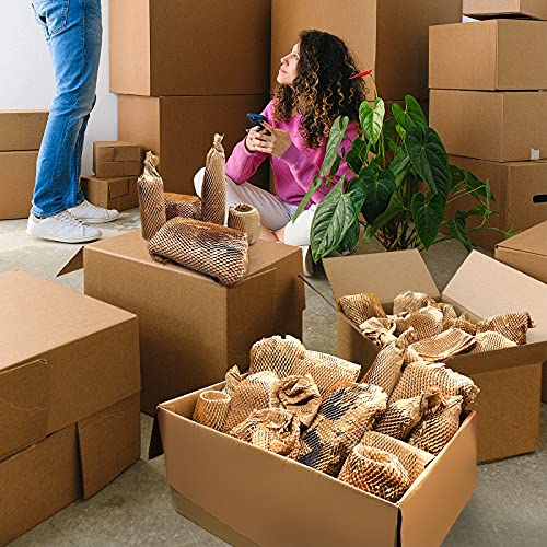 Aspamms Honeycomb Packing Paper 15" x 131' Khaki Recyclable Cushioning Wrap for Moving & Shipping