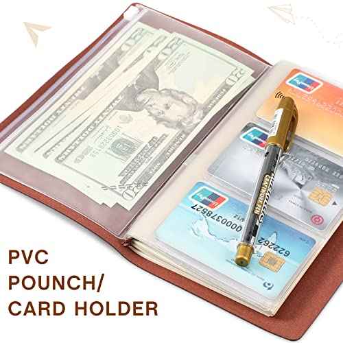 Sabary 8 Pack Vintage Travel Notebooks PU Leather Lined Journals Retro Refillable Travelers Writing Notebook and Card Holders for Men Women, 4.72 x 7.87 Inch, 80 Sheets/ 160 Pages